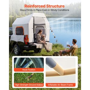 Tente gonflable pour pick-up 7,2x5,4 pieds, abri de camping 3 saisons imperméable avec fenêtres en maille ventilées - Product Image 3