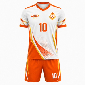 ชุดเสื้อฟุตบอลประสิทธิภาพสูง สีดำ ทนทาน ชุดกีฬาแบบซับลิเมชั่น พิมพ์โลโก้ตามสั่ง สวมใส่สบาย - Product Image 1