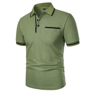 Camiseta de Verano para Hombre, de Manga Corta, Transpirable, de Color Sólido, Ligera, Estilo Polo, Moderna, Holgada, con Bolsillos - Product Image 4