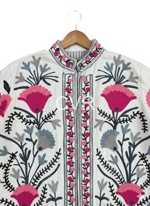 Veste à col mandarin de style chinois, brodée de fleurs, à manches longues, en coton, vêtement d'extérieur décontracté pour femmes, printemps - Product Image 4
