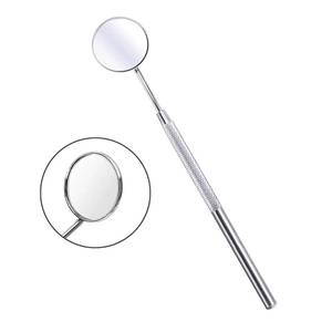 Miroir buccal dentaire Morje en acier inoxydable chirurgical, instrument manuel de classe II, poignée moletée argentée, certifié CE - Product Image 1