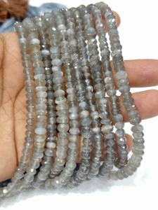 Cuentas de piedras preciosas para la elaboración de joyas, piedra lunar gris natural AAA, cuentas facetadas tipo rondel de 8 mm, hilo de 8 pulgadas. - Product Image 3