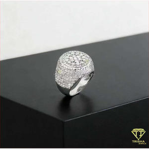 Anillo de lujo con diamantes cultivados en laboratorio, plata 925, diseño redondo en racimo, para compradores mayoristas de joyería premium. - Product Image 1