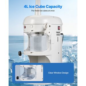 Macchina Tritaghiaccio Elettrica Commerciale 250W 1500RPM, Produzione 220 libbre/ora, Modello da Tavolo per Ghiaccio Tritato e Coni di Neve - Product Image 4