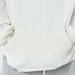 Sudadera con Capucha Blanca Extra Grande para Hombre, 100% Algodón Felpa, Color Sólido Informal, Corte Regular, Hombros Caídos - Product Image 6