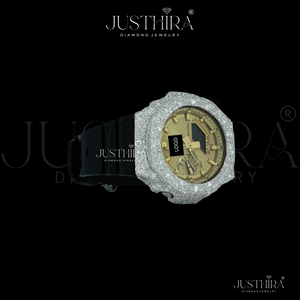 Reloj de Cuarzo con Bisel de Diamantes Premium Iced Out, con Halo de Diamantes VVS, Diseño Moderno en Plata Unisex, Precio Bajo Inigualable - Product Image 3