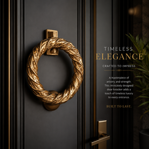 Timbre de puerta decorativo Royal Twisted Rope Ring con acabado en latón antiguo y dorado para entradas elegantes del hogar. - Product Image 4