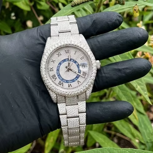 Reloj Mecánico de Lujo con Incrustaciones Completas de Moissanita VVS, de Acero Inoxidable, Estilo Hip Hop Urbano - Product Image 1