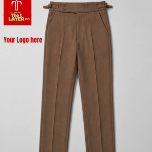 Gurkha Formal Lightweight Mid Waist Solid Button Fly Men's <b>Summer</b> Polyester/Cotton <b>Pants</b> - Product Image 3