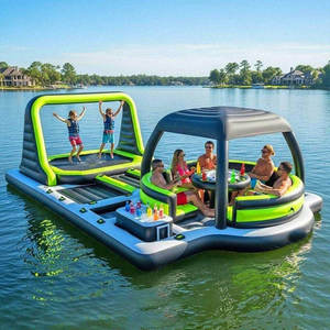 Bateau flottant gonflable en PVC, plateforme de fête portable avec trampoline intégré pour utilisation en parc aquatique, capacité >10 personnes - Product Image 3