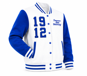 Custom Blue & <b>White</b> Varsity Jacket – Embroidered College Letterman Baseball Jacket - Product Image 3