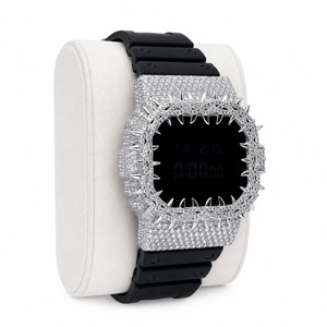 Luxury Digital <b>Watch</b> Square Case Rhinestone Accents Rubber Band Unisex - Product Image 2