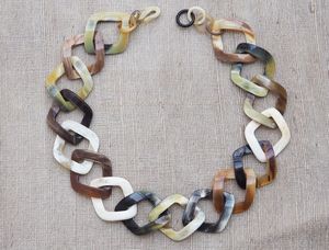 Collar de cuerno de búfalo natural de moda con 6 eslabones grandes, cadena gruesa, joyería llamativa, regalo, accesorios de moda - Product Image 1