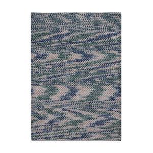 Alfombra Plana Tejida a Mano de Fabricante Indio Shree Sai, Alfombra Rectangular Moderna de Ikat Azul Verde al Precio Más Bajo - Product Image 1