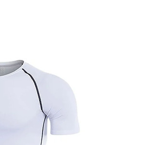 Custom <b>Men</b> Compression Shirts Short Sleeves Knitted Moisture Wicking <b>Stretch</b> Fitness Workout Sports Wear OEM - Product Image 6