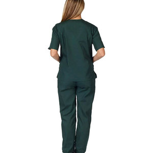 Ensemble de blouses médicales vert foncé pour femmes, extensible et doux, col en V, manches courtes, pantalon jogger, uniforme de travail pour hôpital, clinique et santé - Product Image 5