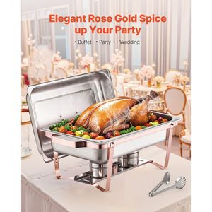Set da 2 Chafing Dish in Acciaio Inox da 8 Qt, Riscaldatore per Buffet Rettangolare con Coperchio, per Catering, Feste e Decorazioni da Tavola - Product Image 1