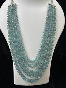 Collier de perles en pierre d'aquamarine naturelle multicouche Kharbuja 870 carats, ovales bleu-vert clair, pour la fabrication de bijoux KD GEMS - Product Image 3