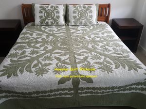 100% Natural <b>Handmade</b> Cotton Material Hawaiian <b>Quilt</b> Set In Light And Shaggy Color With Multipattern Work For Home Bedding Decor - Product Image 3