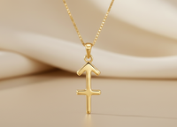 Collier du signe du zodiaque Sagittaire |   Pendentif astrologique en laiton plaqué or avec chaîne à maillons, unisexe