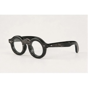 Lunettes de vue rondes en corne de buffle, fabriquées à la main, écologiques, style artisanal moderne - Product Image 3
