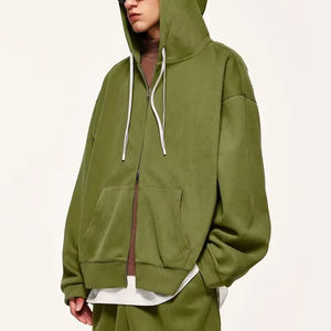 Sweat à capuche unisexe surdimensionné à fermeture éclair intégrale, style streetwear, avec logo personnalisé du fabricant, fermeture éclair bidirectionnelle, épaules tombantes, effet vieilli et délavé à l'acide - Product Image 3