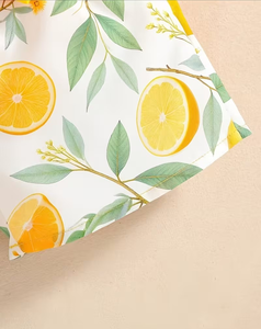 Lemon Print Girls Summer Outfit Set Short Sleeve Top Elastic Waist Shorts Comfortable Pajamas Two Piece Set - Product Image 5