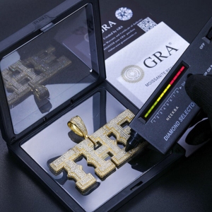 925 Sterling Silver Moissanite Layared Bold Custom Letter Pendant - Moissanite Hip Hop Pendant Fully Iced Out Letter Pendant - Product Image 4