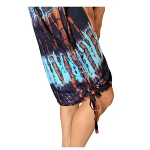 Robe longue en rayonne tie-dye style bohème pour femme, avec col en V et coupe ample et fluide, tunique de plage - Product Image 4