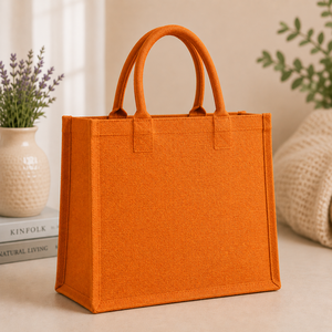 Sac fourre-tout en jute orange avec broderie lavande, style bohème, doublure en coton - Sac de voyage et de plage, sac de shopping - Product Image 6
