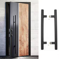 Poignées de porte en bois en forme de T, poignées de porte d'entrée en aluminium, poignée de porte en verre noire en acier inoxydable, usage moderne pour villas et hôtels