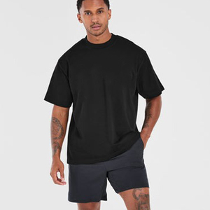 เสื้อยืดโอเวอร์ไซส์ลายกราฟิกสตรีทแวร์ผ้าคอตตอน 100% คุณภาพสูงทรงดรอปโชว์เดอร์สำหรับผู้ชาย - Product Image 3
