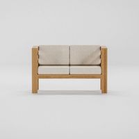 Ensemble de canapés d'extérieur en teck minimaliste, durable et imperméable, avec coussins à séchage rapide pour villa, hôtel, appartement et salon