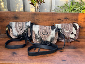 Real Handcrafted Carved Cowhide Fur Hand Tooled Leather Sling Bag Carving Bohemian Bags Hot Selling Bags for Women's Use - Product Image 3