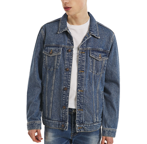 Chaqueta Vaquera Clásica para Hombre al por Mayor, 100% Algodón, Azul Medio Lavado, Casual, con Botones Delanteros, Corte Regular, Ropa de Calle - Product Image 2