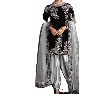 Vestido de seda negro, paquistaní/indio, con trabajo manual y bordado, alta calidad, oferta, 2023 - Product Image 1