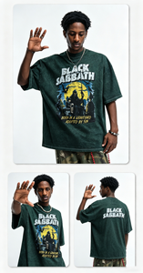 T-Shirt Oversize in Cotone Pesante 300GSM, Maglietta Vintage con Grafica Black <span class=keywords><strong>Sabbath</strong></span>, T-Shirt Retrò Streetwear per Uomo - Product Image 2