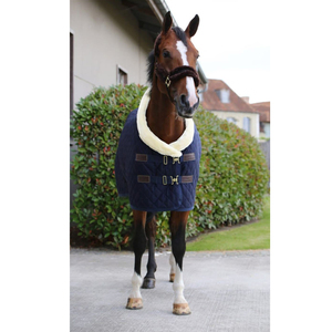 Navy Horse Rug/Blanket Quilted With Fur Sheep Skin Dark Brown Color 100G 200G 300G <b>Filing</b> Polyester Customizable Latest Design - Product Image 2