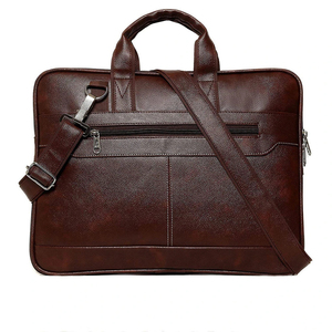 Porte-documents en cuir PU marron pour homme, sac d'ordinateur portable vintage pour affaires avec sangle amovible et fermeture à glissière pour le bureau et les voyages - Product Image 5