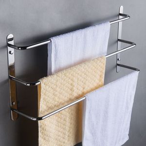 Portasciugamani a 3 livelli sfalsati in acciaio inossidabile 304 lucidato a mano, accessorio multifunzionale da parete per bagno - Product Image 2