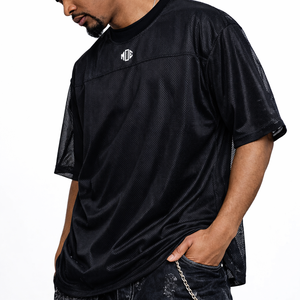 เสื้อฟุตบอลอเมริกันสีดำขนาดใหญ่พิเศษสั่งทำได้ ราคาโรงงาน สไตล์คลาสสิคย้อนยุค ผลิตจากโพลีเอสเตอร์ ระบายอากาศได้ดี เสื้อผู้ชายสำหรับเล่นฟุตบอล - Product Image 3