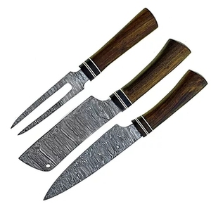 Ensemble de couteaux de chef vintage écologiques en acier Damas, 3 pièces, manches en bois Pakka pour la découpe en cuisine - Product Image 2