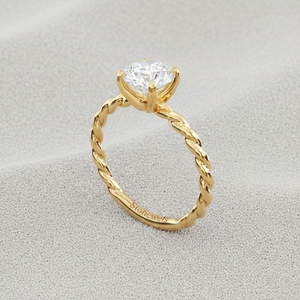 Bague de fiançailles solitaire à câble rond en or massif |   Diamant cultivé en laboratoire - Product Image 4