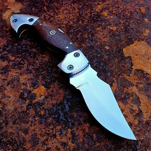 Compact Folding Pocket Knife Cleaver Style Damascus Steel Blade Wood Handle EDC High Quality 58HRC Outdoor Hunting <b>Tool</b> OEM Bulk - Product Image 1