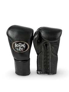 Gants de boxe No Boxing No Life, entièrement noirs, pour entraînement et compétition de kickboxing, 100% cuir véritable. - Product Image 3