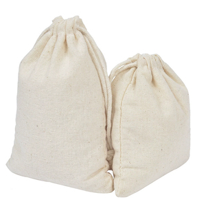 <b>Muslin</b> Drawstring Bags Printed Adjustable Washable Eco Friendly Woven Pouches Various Sizes - Product Image 4