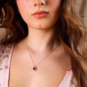 Collier en rubis véritable, argent sterling 925, bijoux en rubis de laboratoire authentiques, cadeaux d'anniversaire pour elle - Product Image 1