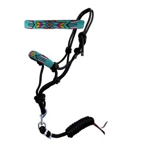 Premium Quality Black Nylon Beaded Rope <b>Halter</b> With Matching Lead Wholesale Manufacturer - Product Image 1