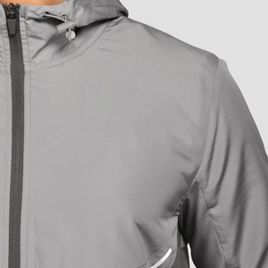 Chaqueta Deportiva Cortavientos con Capucha Unisex OEM, con Cierre de Cremallera, Color Gris Sólido, para Otoño, Corte Regular, Material de Poliéster - Product Image 6