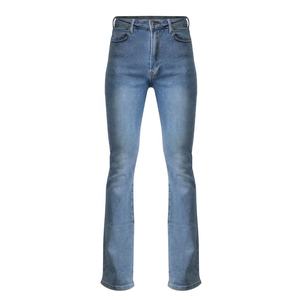 Jean évasé slim taille moyenne extensible en lyocell délavé léger vintage, salopette en denim de luxe, pantalon baggy, jean droit de maman pour femme - Product Image 1
